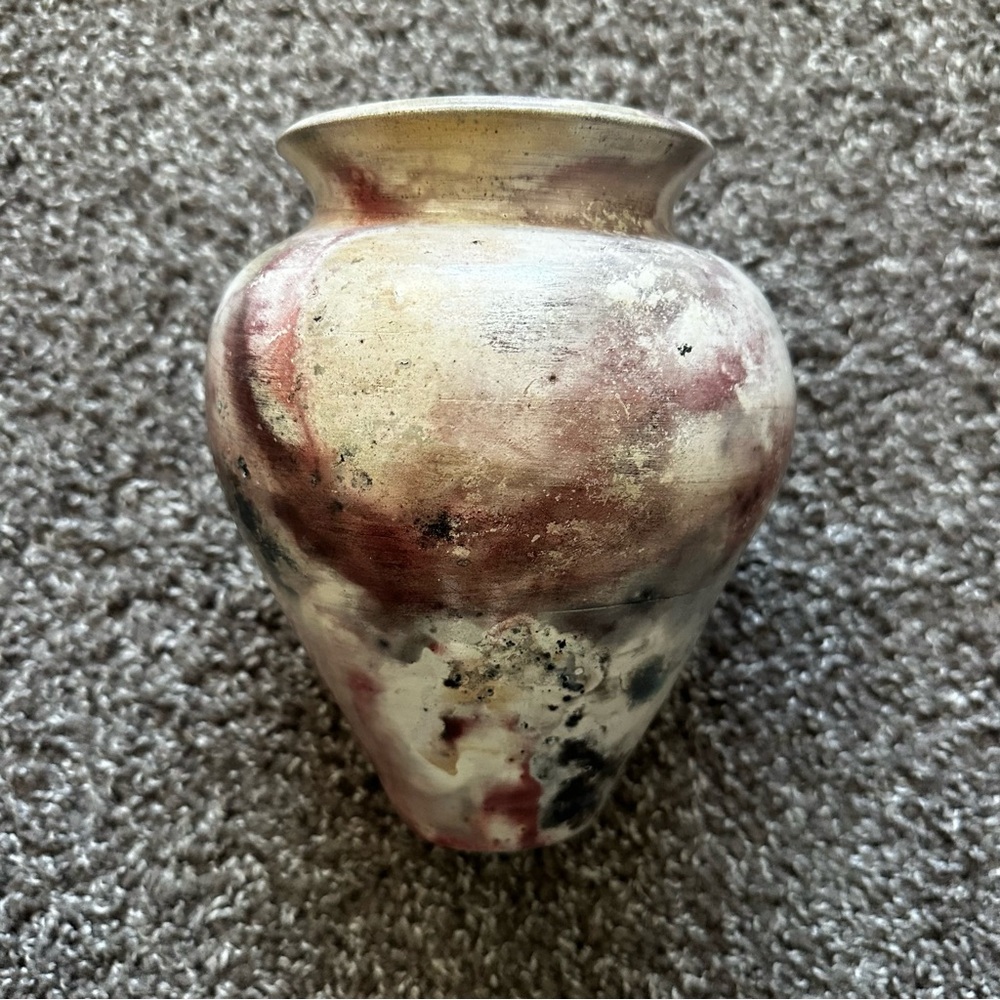 Handmade Beige Brown Southwest Inspired Pottery Vase Signed Unique - Picture 5 of 7